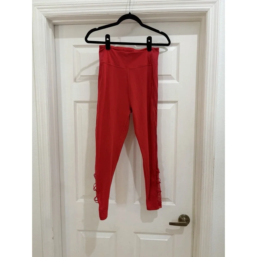 Victoria's Secret Sport Knockout Lace-Up Ankle Leggings Pink Women Size M - Picture 3 of 8